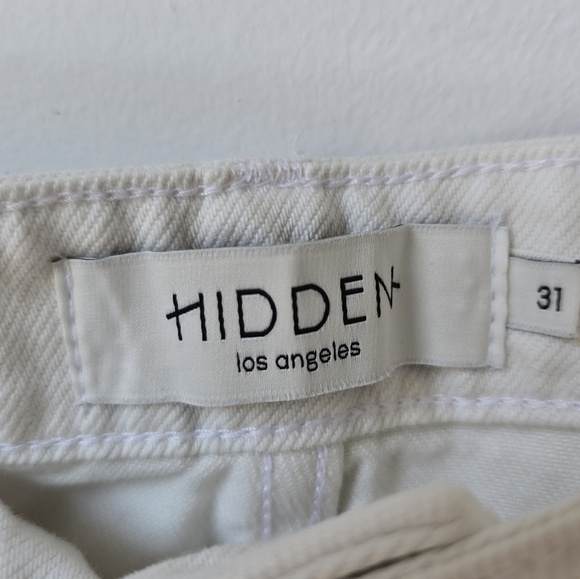 HIDDEN Los Angeles Nori Off White Wide Legs Denim Jeans Size 31 Waist 17" - Picture 5 of 6